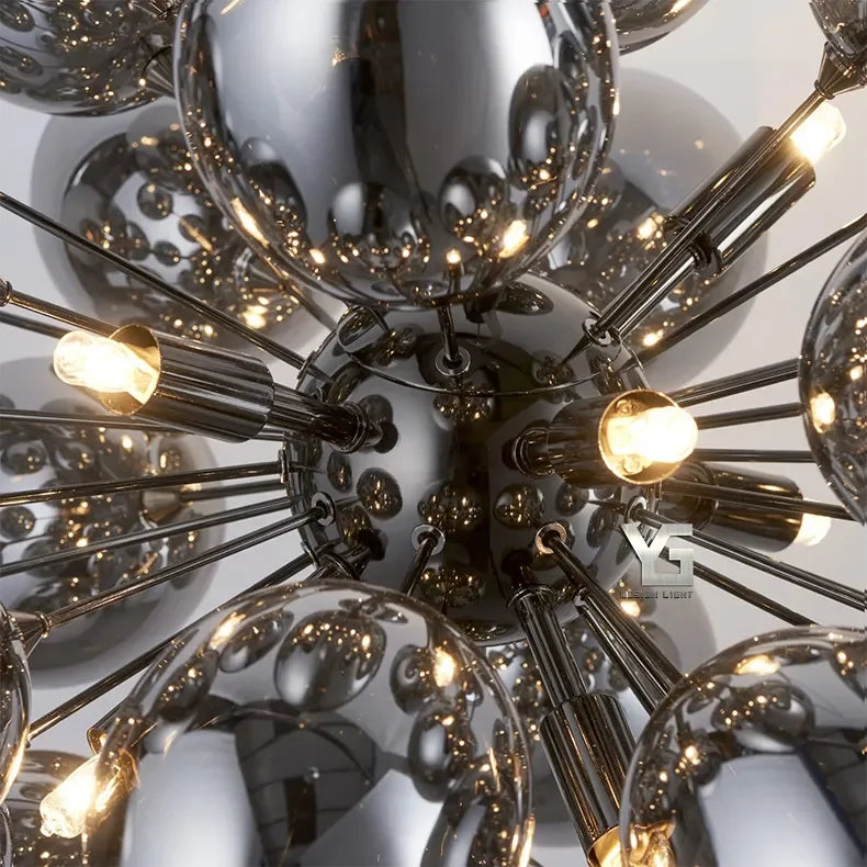 Black Grape Glass Chandelier | Luxury Interior Designer Ceiling Light Fixtures for Dining Room Kitchen
