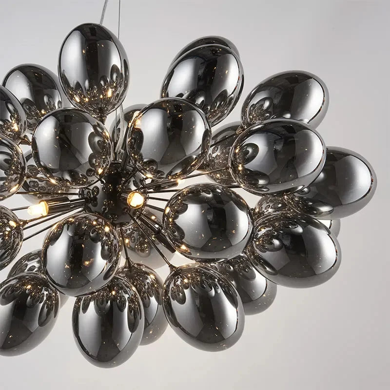 Black Grape Glass Chandelier | Luxury Interior Designer Ceiling Light Fixtures for Dining Room Kitchen
