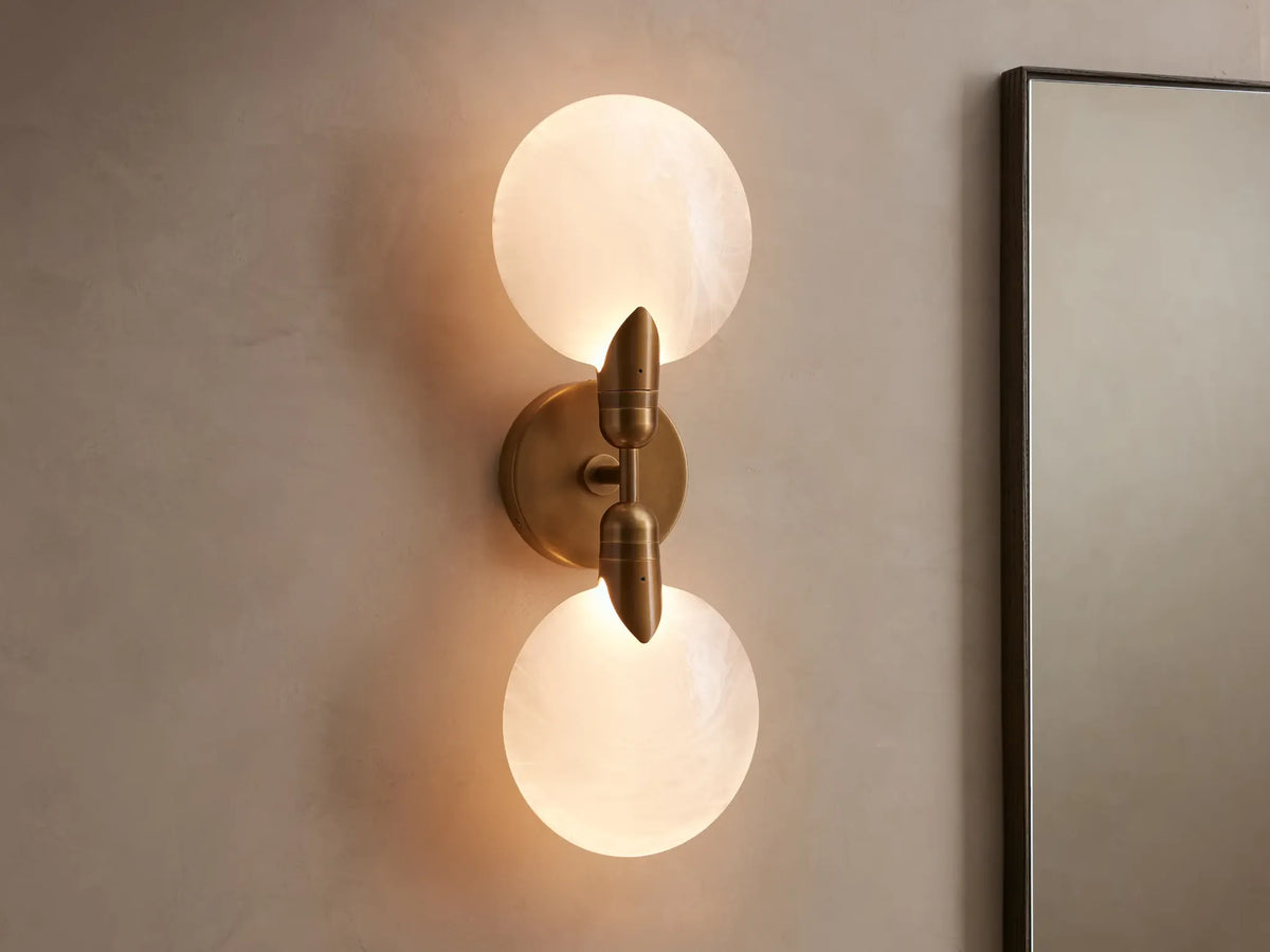 Brass & White Glass Double Wall Sconce | Luna Doppia Casalola Lights Luxury Lamps for Interior Designers