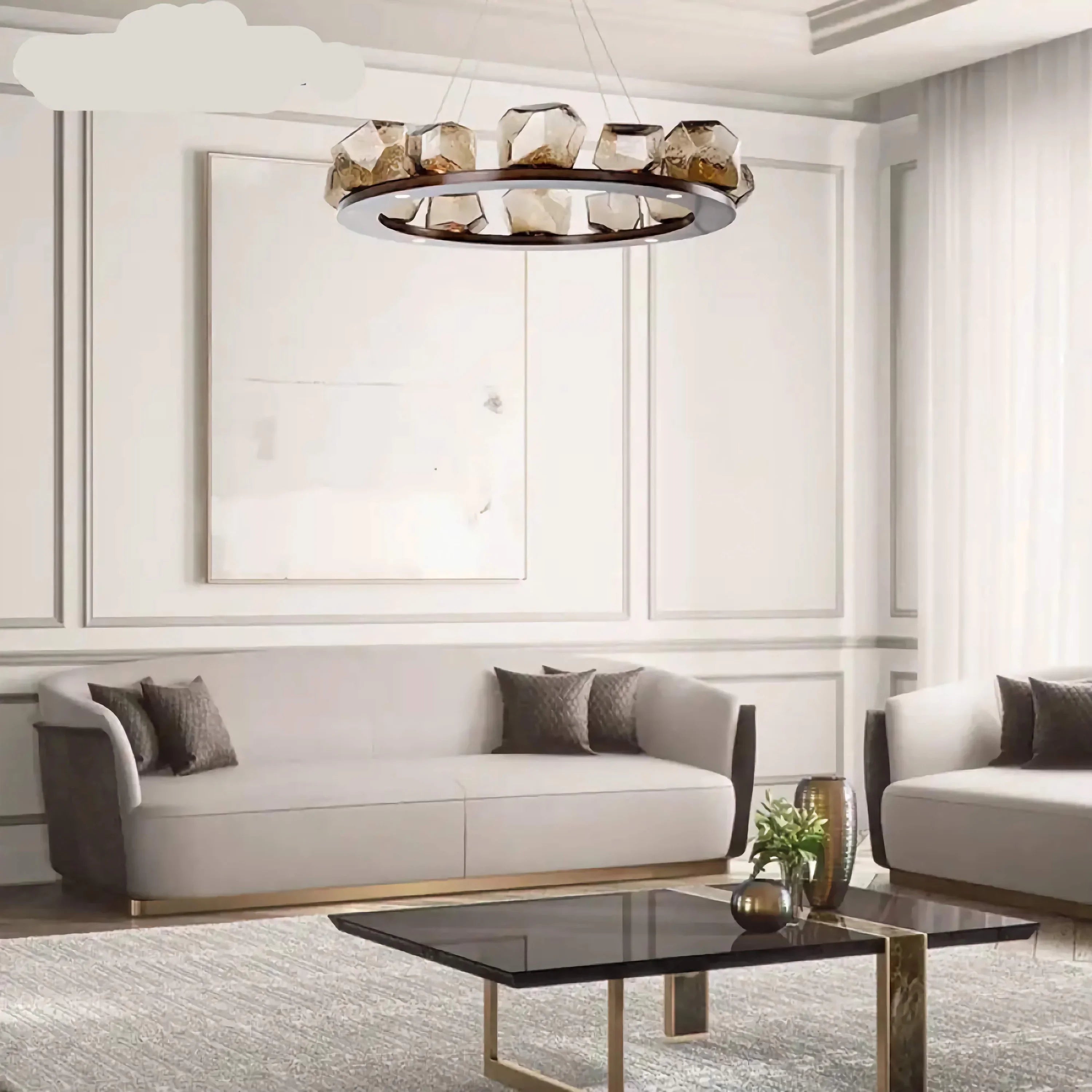 Luxury Crystal Ring Chandelier – Copper Led Modern Statement Light Casalolalights Luxury Lamps for Interior Designers