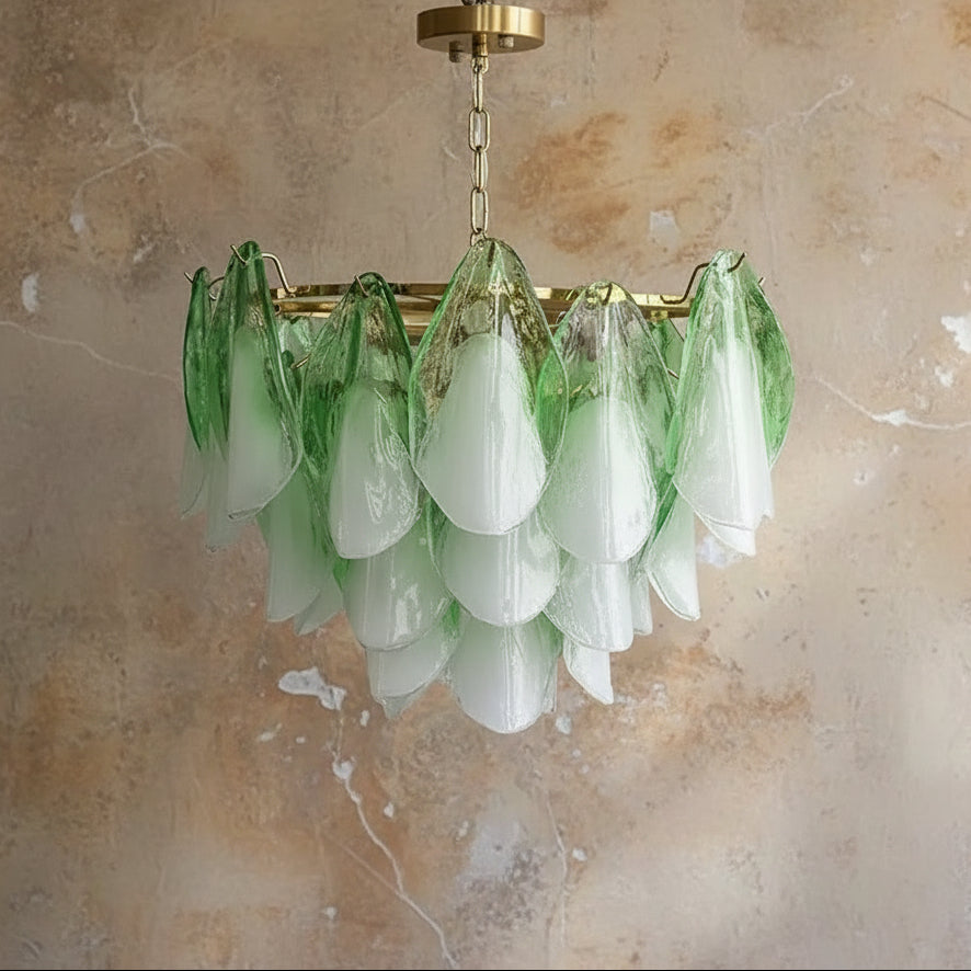 Glass and Brass Chandelier for Boutique Hotel Dining Room or Bedroom Modern Ceiling Light in Two Sizes Casalolalights