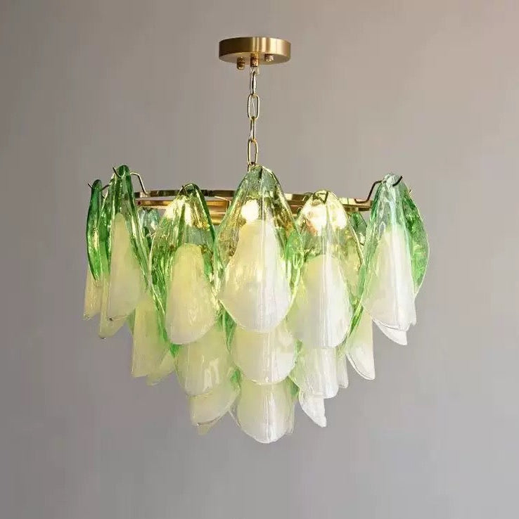 Glass and Brass Chandelier for Boutique Hotel Dining Room or Bedroom Modern Ceiling Light in Two Sizes Casalolalights