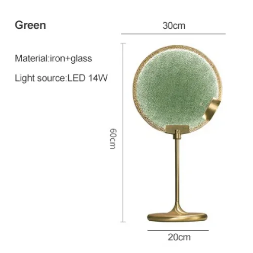 Mansiero Green Brass Glass Table Lamp for Bedroom Living Room