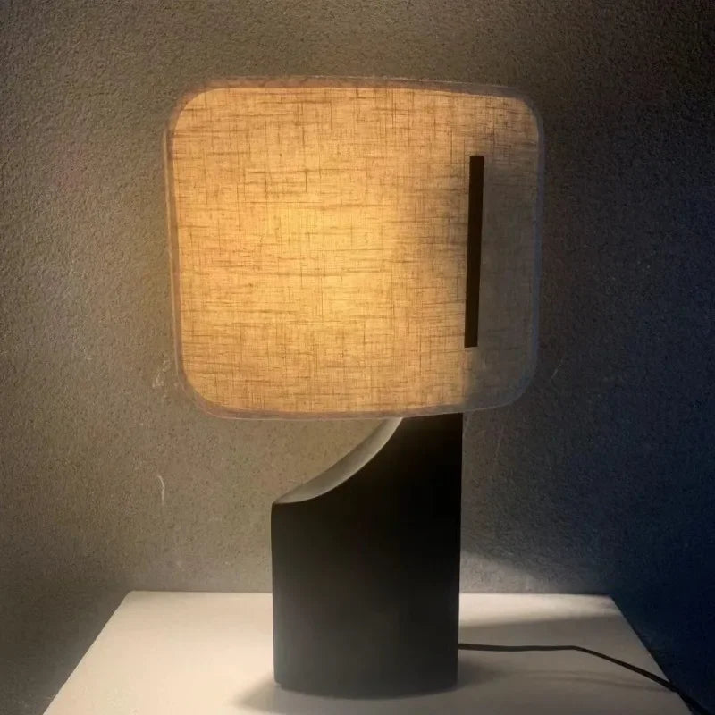 Maraki Linen Table Lamp Japandi Bedside Lighting Natural Material