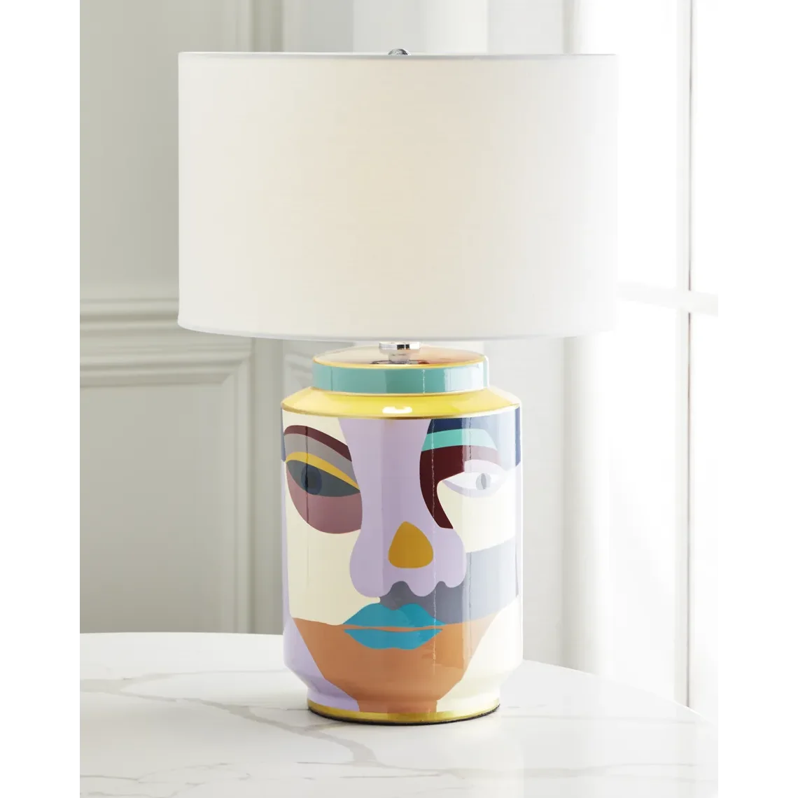 Patterned Ceramic Table Lamp | Bold Artistic with Fabric Shade Eclectic Bohemian Foyer & Living Casalolalights Luxury