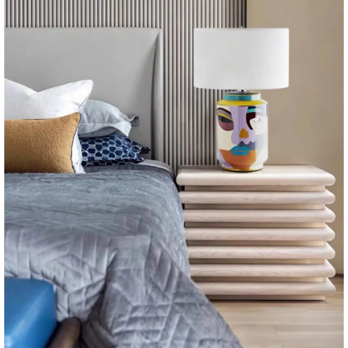 Patterned Ceramic Table Lamp | Bold Artistic with Fabric Shade Eclectic Bohemian Foyer & Living Casalolalights Luxury