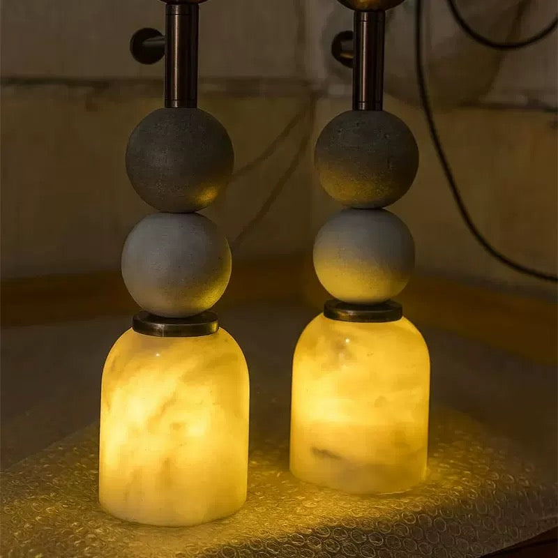 Marble and Brass Wall Sconce 150×386mm – Alabaster Bedside & Hallway Light