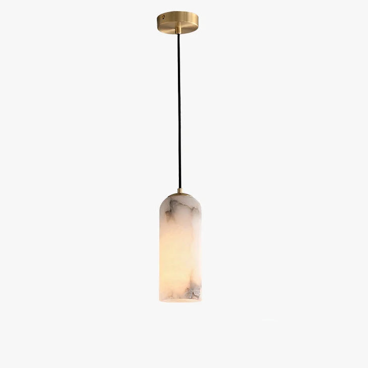 Marble Column Pendant Light | Minimal Brass Fixture for Kitchen Island