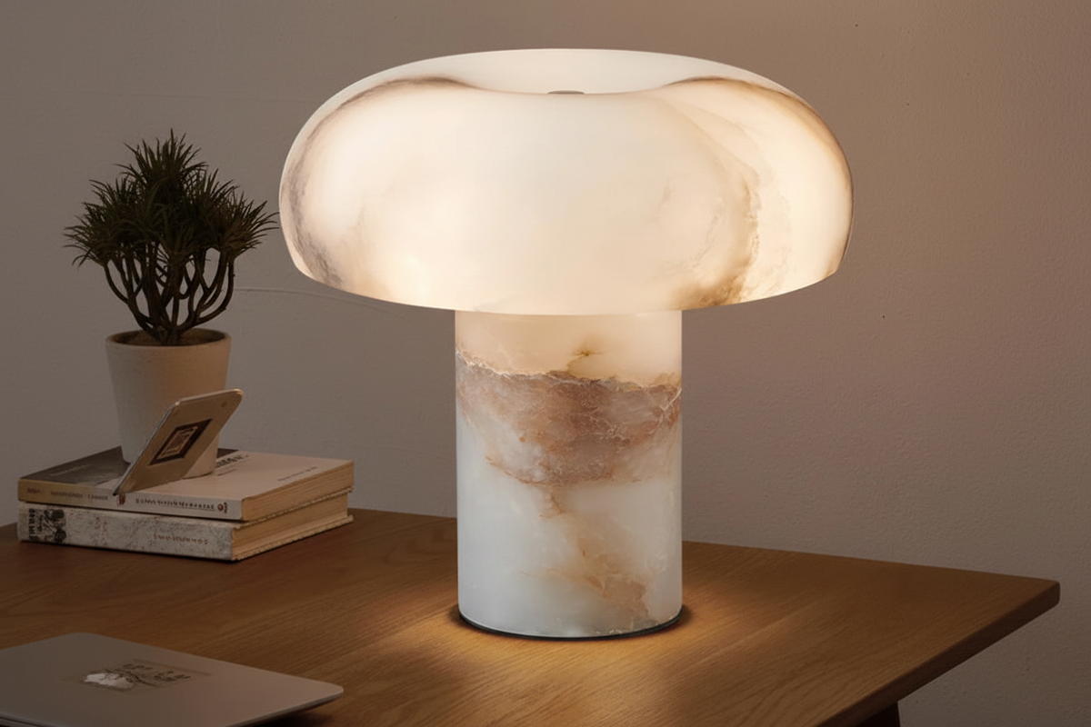 Marble Dome Table Lamp | Sculptural Mushroom Stone 28cm Modern Organic Bedside & Console Casalolalights Luxury Lamps