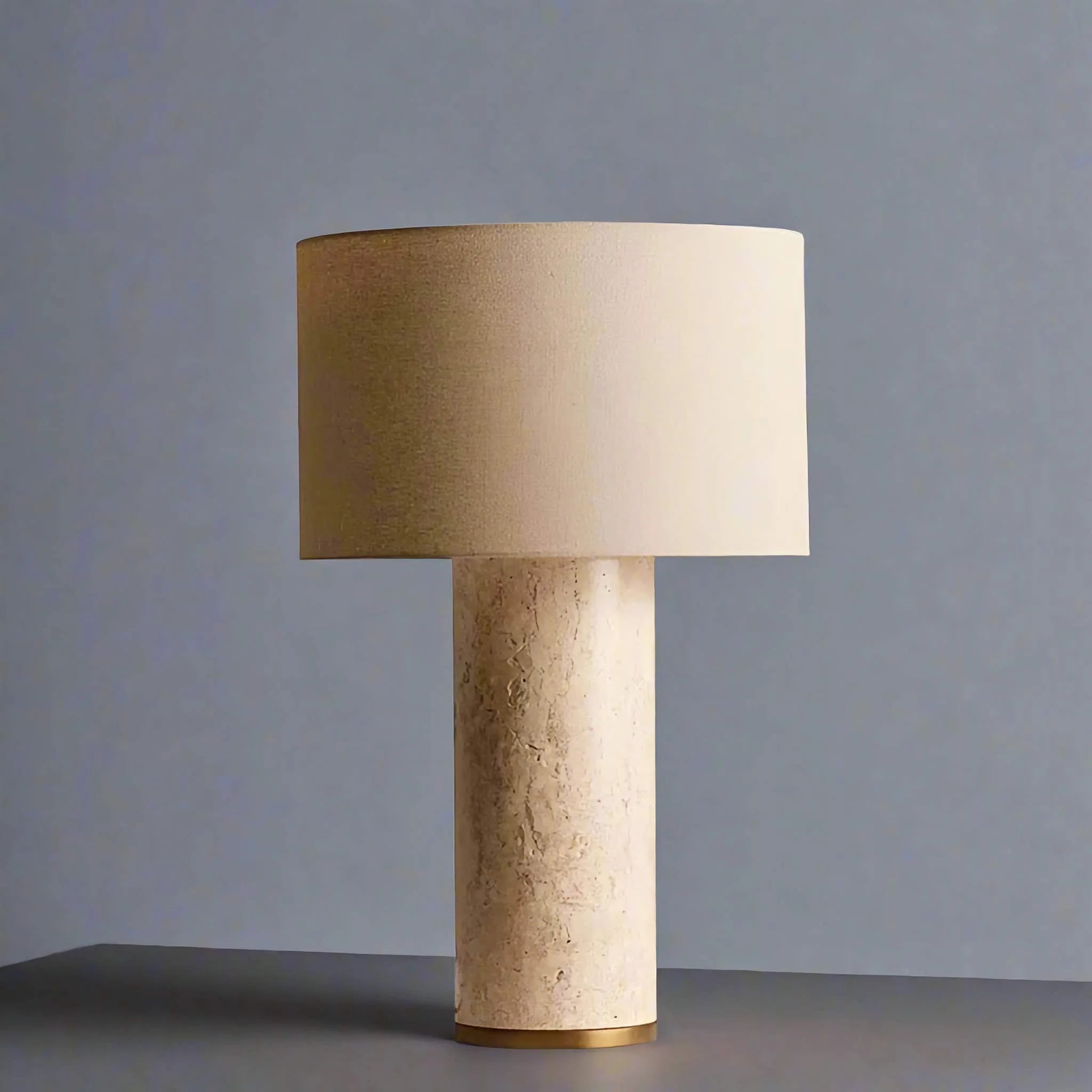 Marble and Fabric Table Lamp – Natural Stone Accent for Modern Living Room or Bedroom