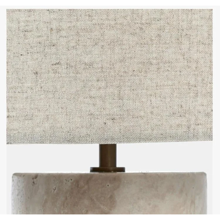 Marble and Fabric Table Lamp – Natural Stone Accent for Modern Living Room or Bedroom