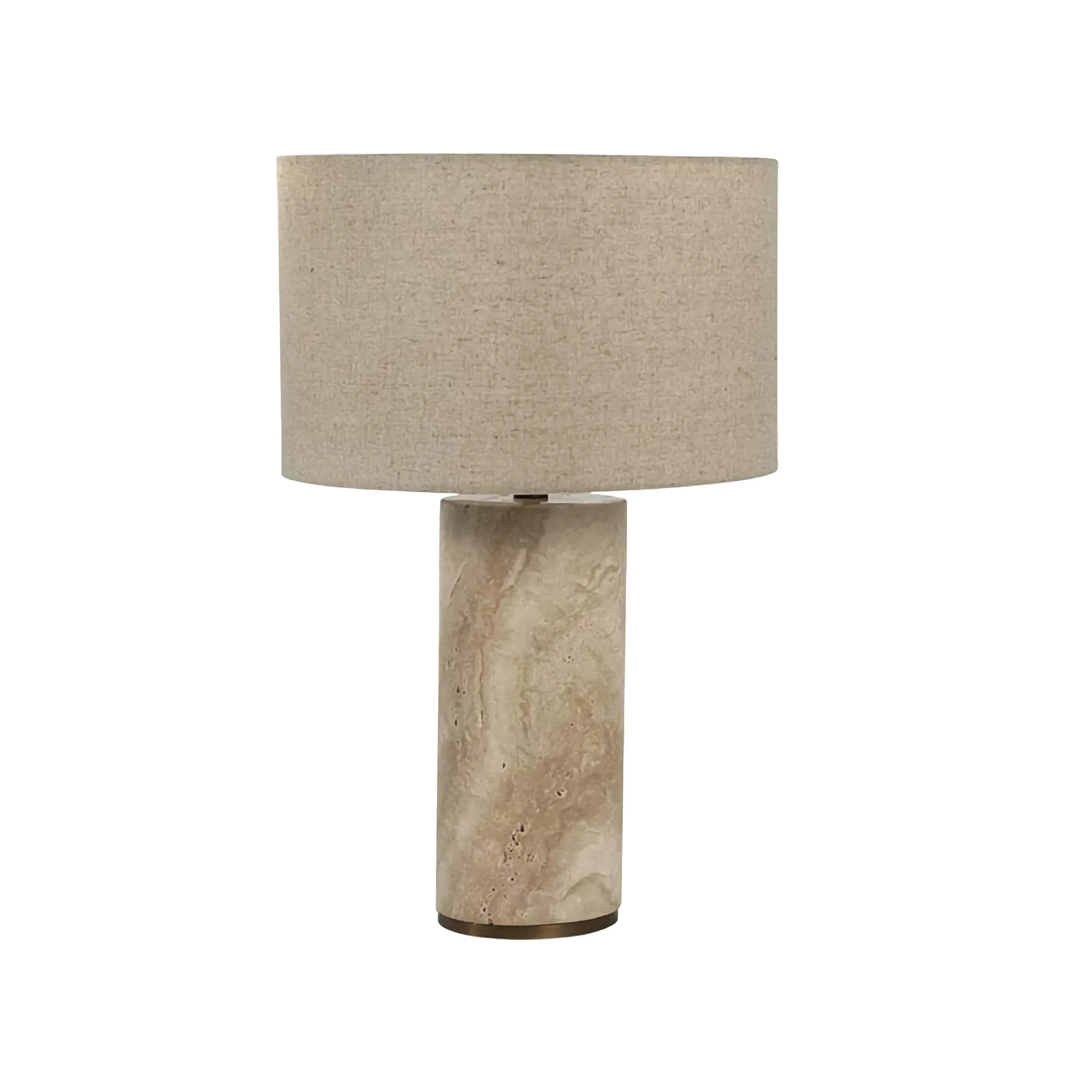 Marble and Fabric Table Lamp – Natural Stone Accent for Modern Living Room or Bedroom