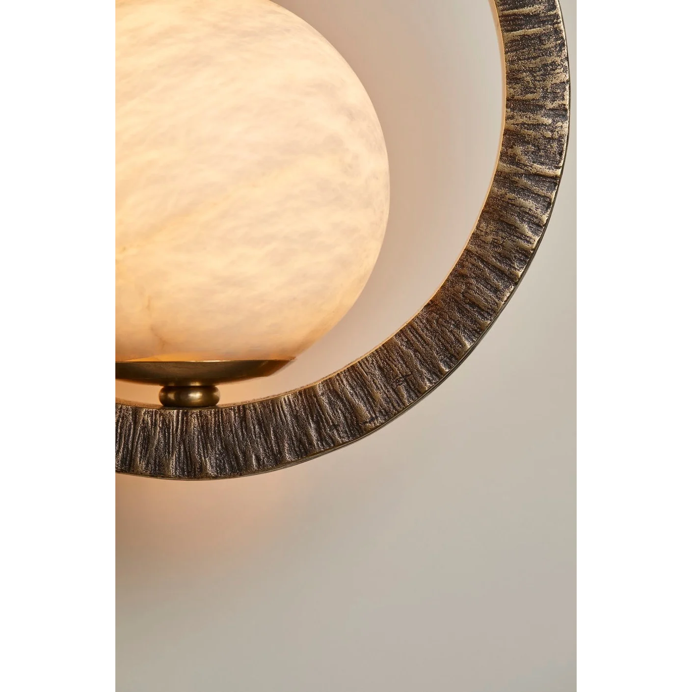 Textured Brass Ring Sconce | Marble Globe Bedside Light