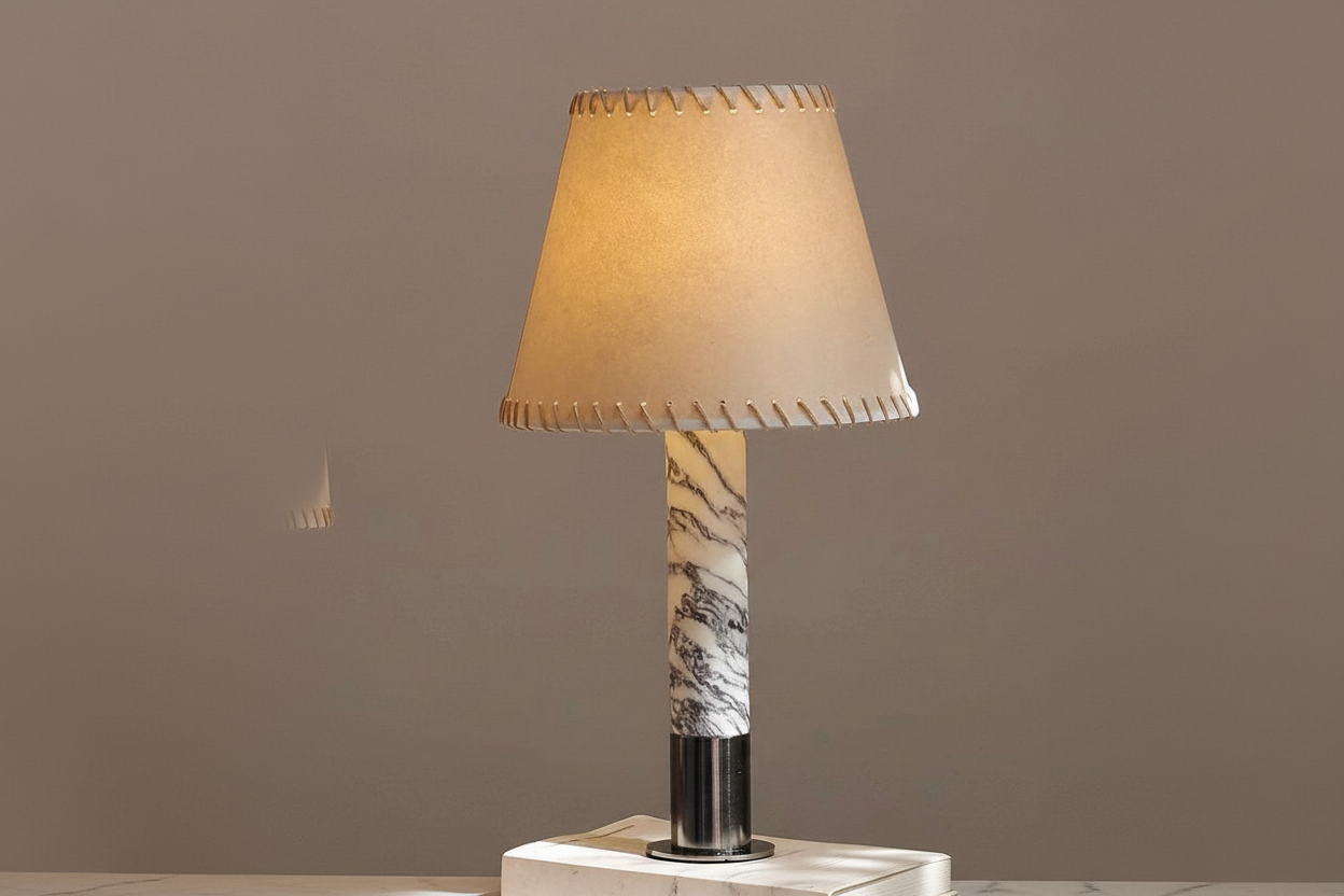 Настольная лампа из мрамора и пергамента | Серия Cl5773gh