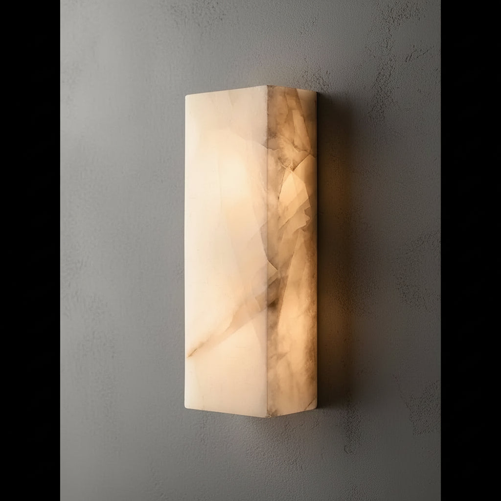 Luxury Alabaster Marble Wall Sconce – Modern Minimalist Led Light for Bedroom & Hallway