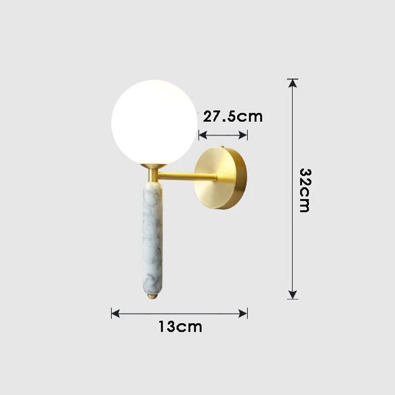 Marble Wall Sconce 32cm | Natural Stone Bedside Reading Light Green White Black Bedroom & Hallway Casalolalights Luxury