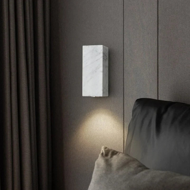 Marble Wall Sconce 16cm | Small Stone Block Bedside Light White Black Green Bedroom Hallway & Corridor Casalolalights