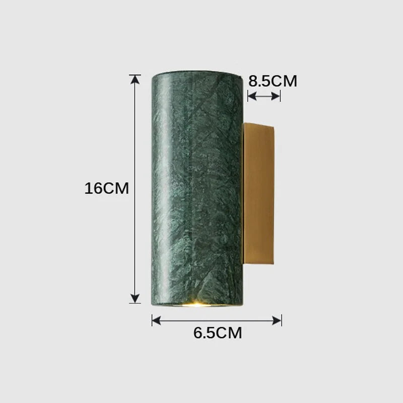 Marble Wall Sconce 16cm | Small Stone Block Bedside Light White Black Green Bedroom Hallway & Corridor Casalolalights