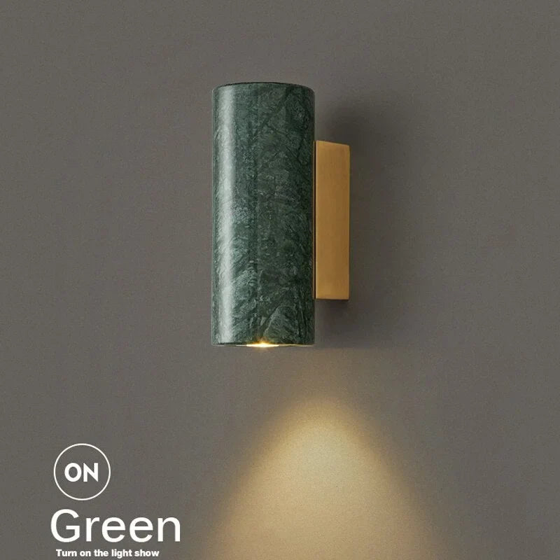 Marble Wall Sconce 16cm | Small Stone Block Bedside Light White Black Green Bedroom Hallway & Corridor Casalolalights