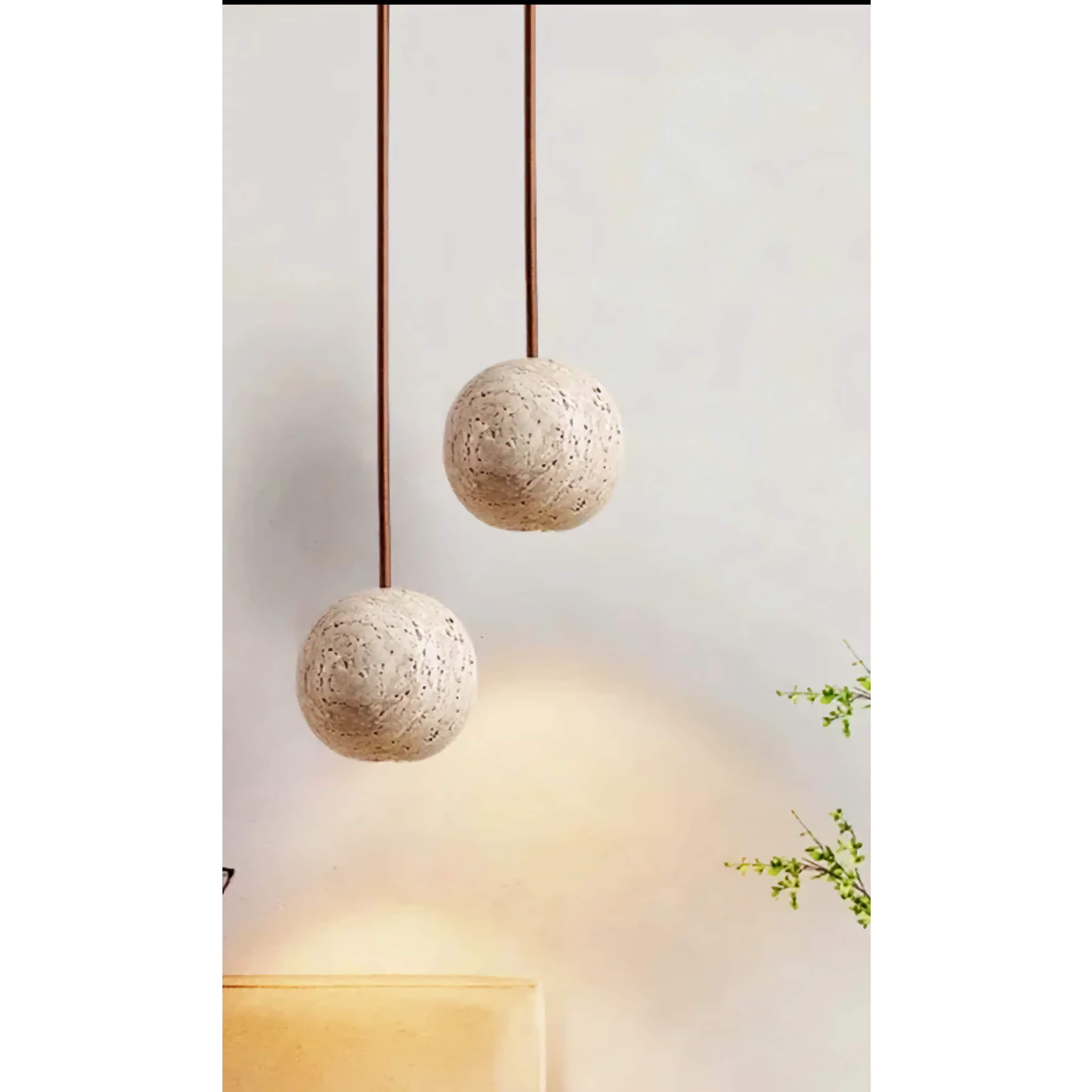 Marble Wood Pendant Lamp for Bedside Living Room Kitchen Island