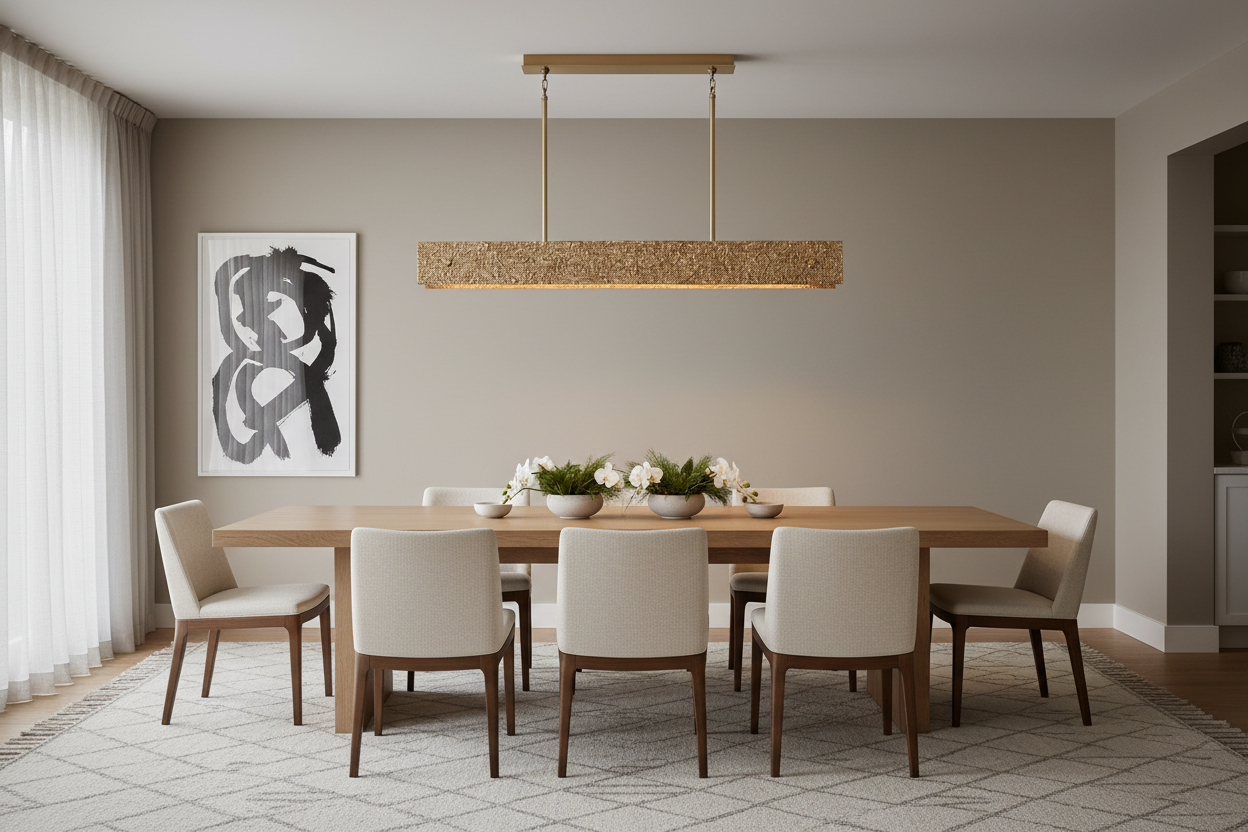 Solid Copper Linear Suspension | Brutalist Texture | 137cm - 182cm Dining Light | Heavy Cast Metal | Casalola Lights