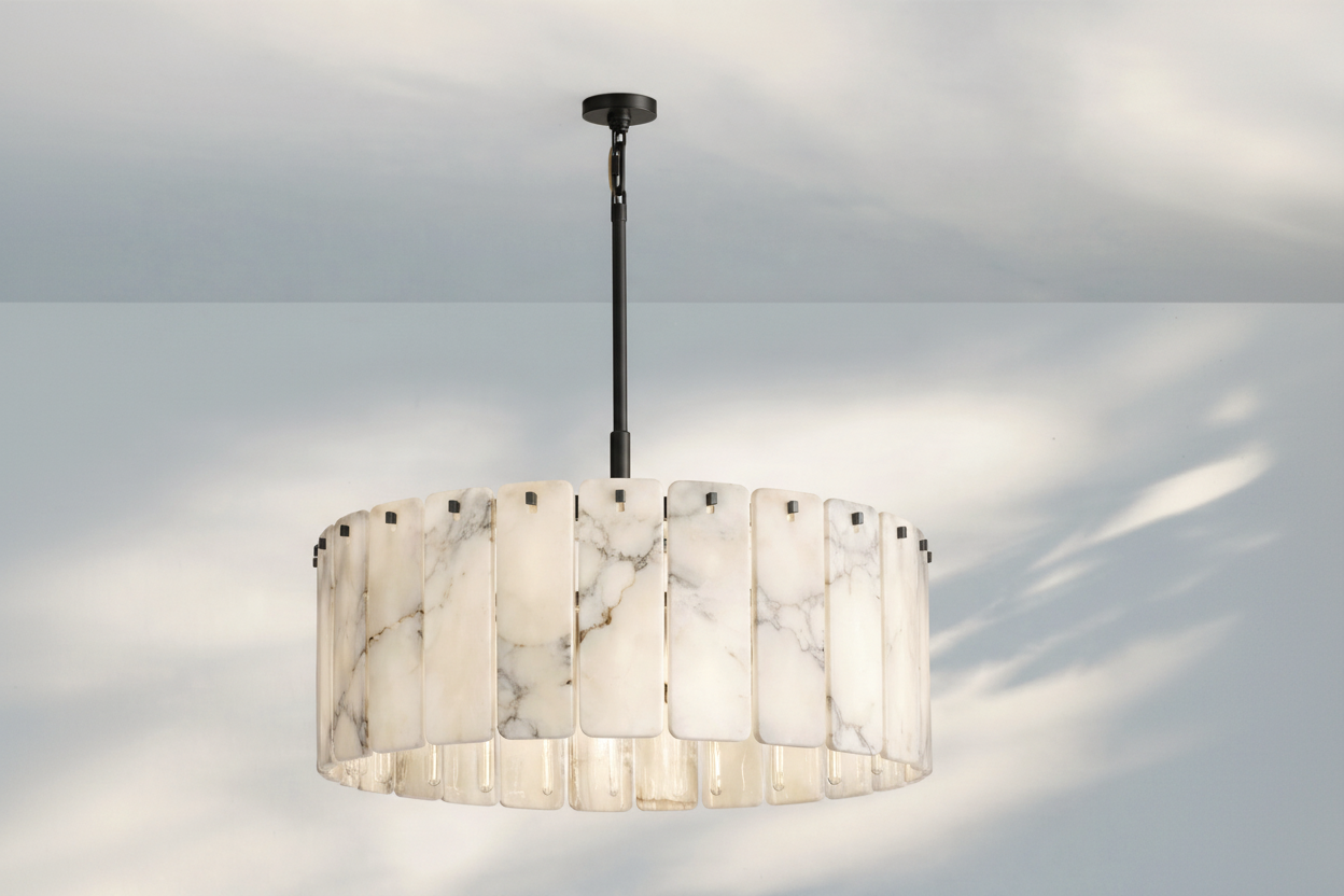 Italian Alabaster Pendant Light 36’’ Round Brass Chandelier | Casalola Lights Casalolalights Luxury Lamps for Interior
