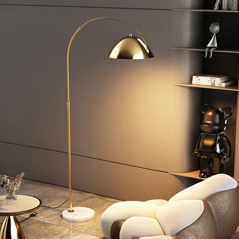 Black or Gold Arc Floor Lamp | 80cm Reach Over Sofa 182cm Tall E26/e27 Dimmable Option Casalola Lights Luxury Lamps