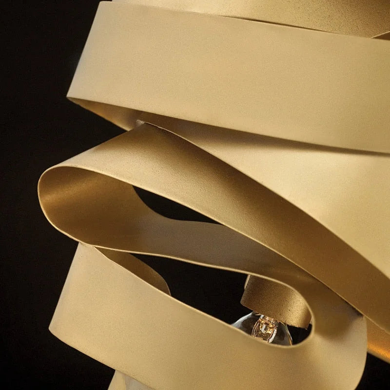 Mid Century Modern Ceiling Light Metal Ribbon Contemporary Chandelier