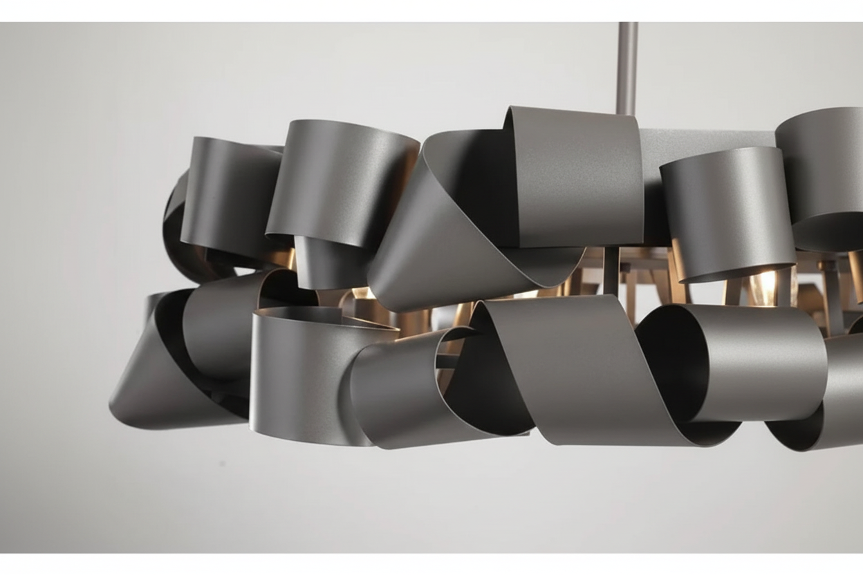Modern Sculptural Ribbon Iron Chandelier | Large Contemporary Ceiling Light for Dining Room & Living Casalolalights