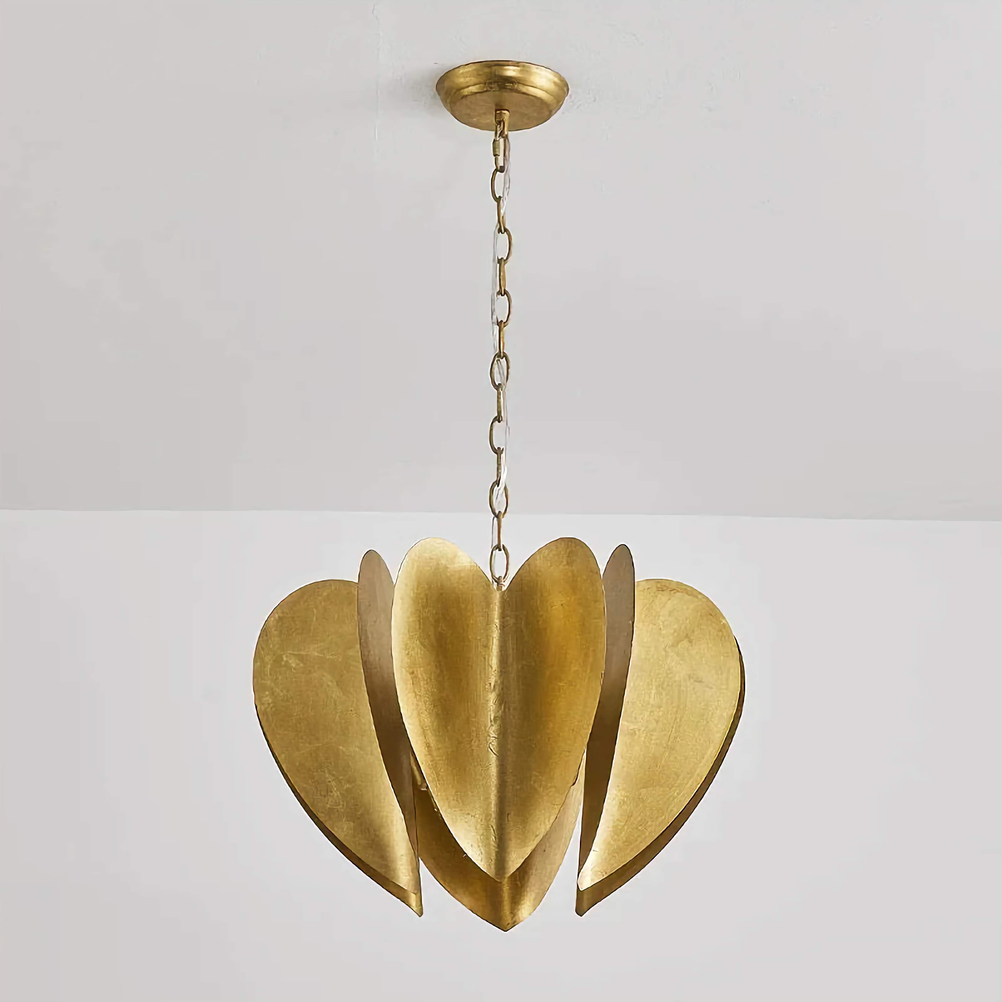 Mid-century Modern Gold Pendant Light – Sculptural Iron Chandelier with 6 Lights for Dining Room or Entryway