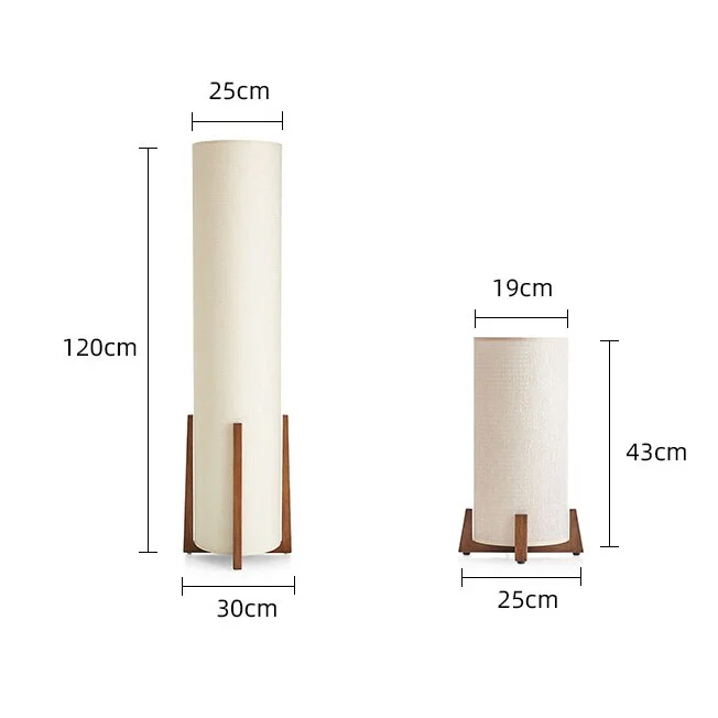 Solid Wood Floor Lamp Minimalist White Cloth Lampshade Japandi Decor | Cl420025