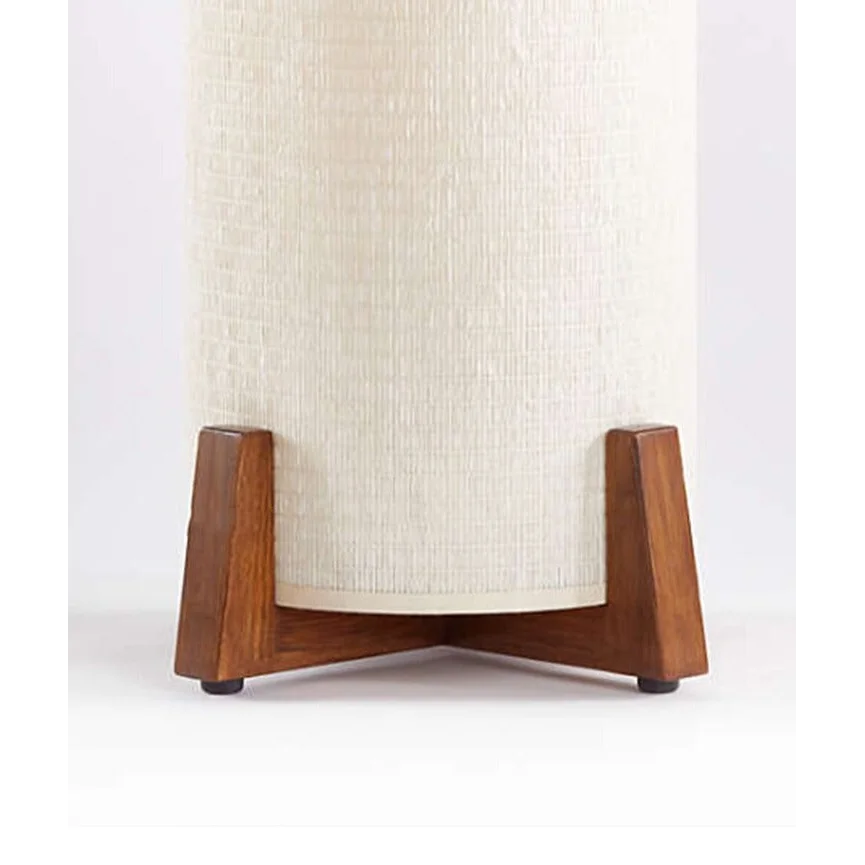 Solid Wood Table Lamp Minimalist White Cloth Lampshade Japandi Decor