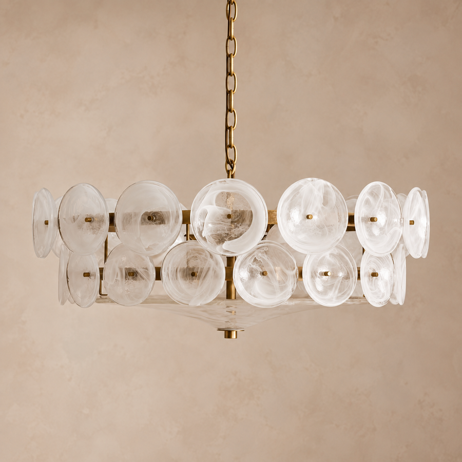 Milk Murano-Style Glass Disc Chandelier