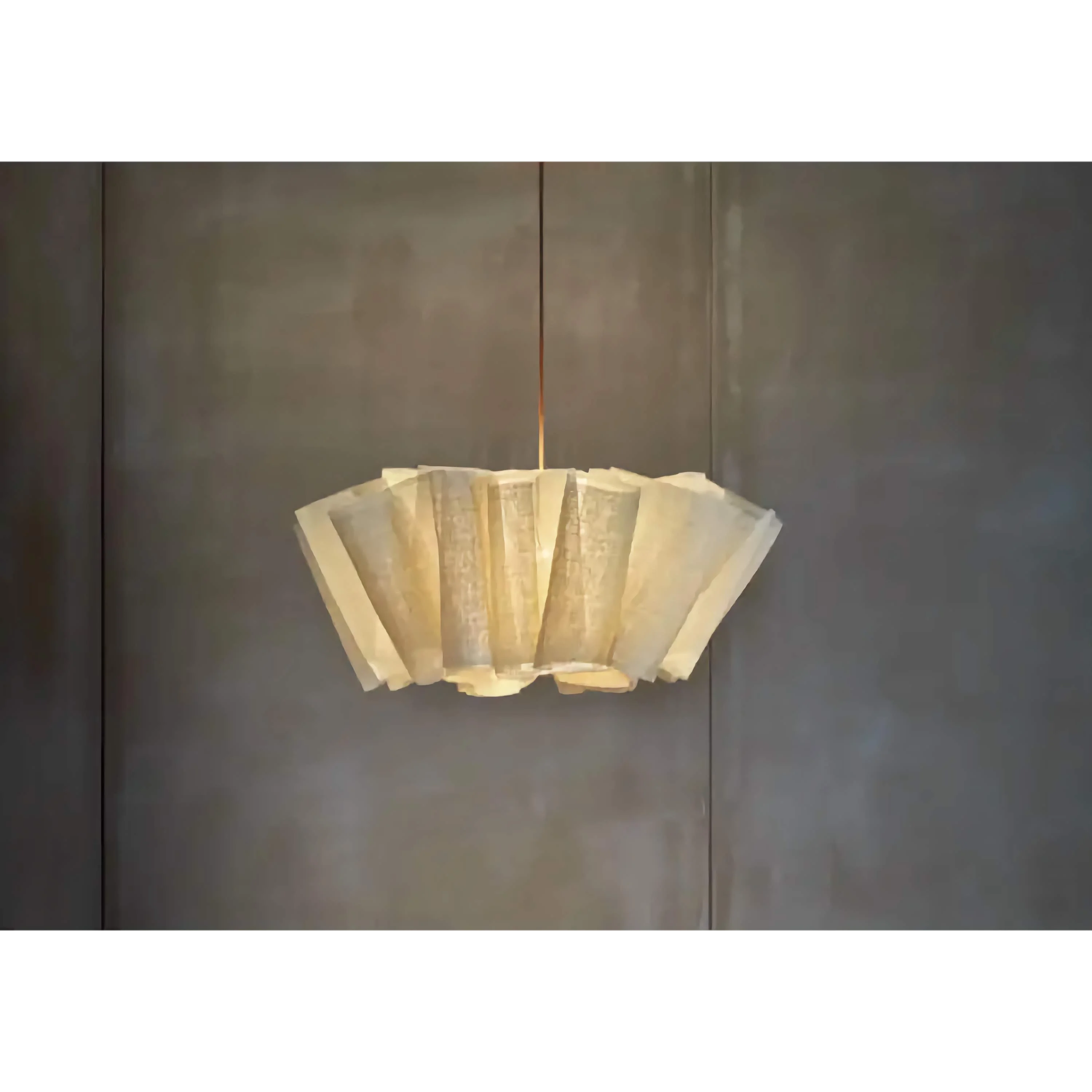 Japanese Style Pendant Light | Hand-knitted Fabric Lampshade | Warm Minimalist Japandi Biophilic