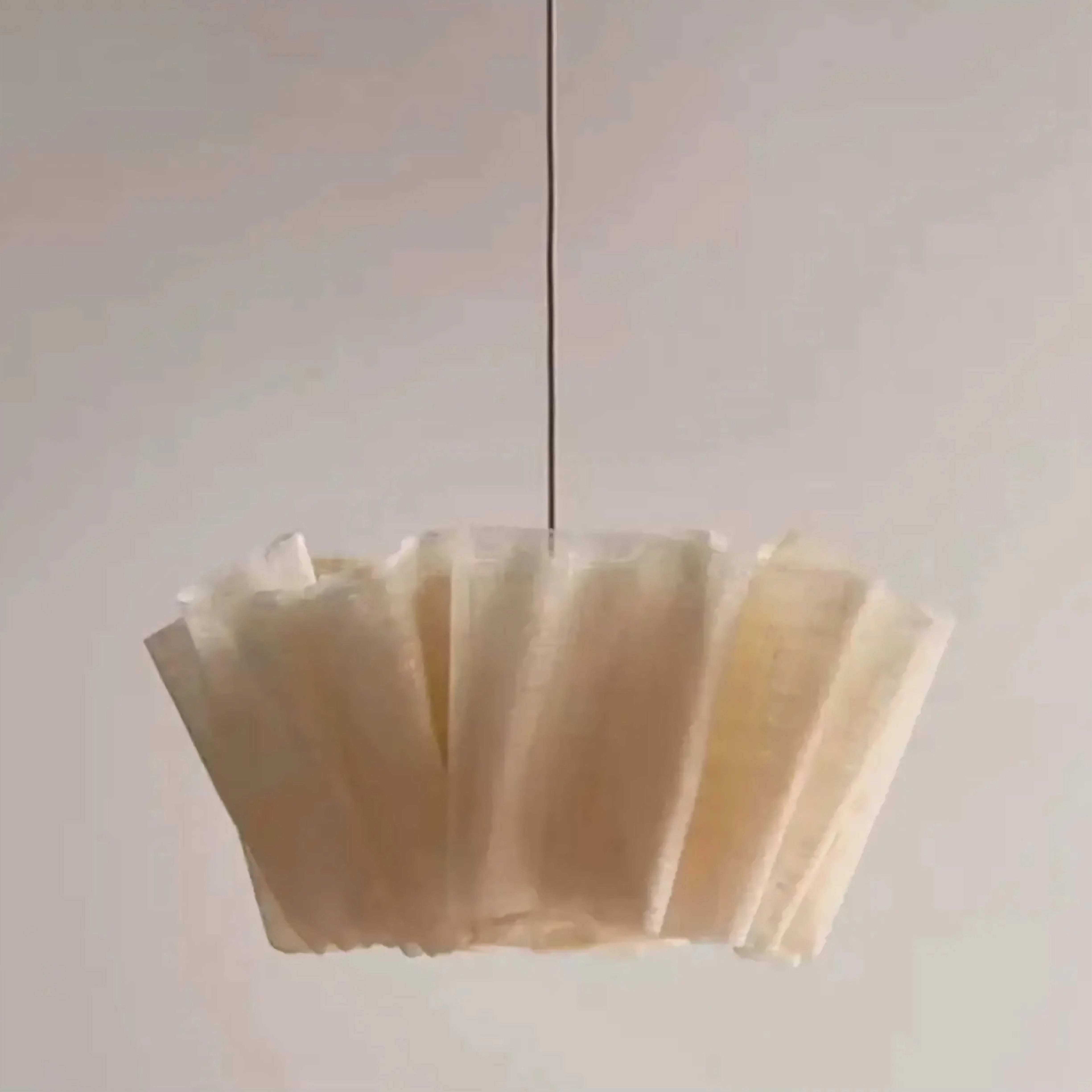 Japanese Style Pendant Light | Hand-knitted Fabric Lampshade | Warm Minimalist Japandi Biophilic