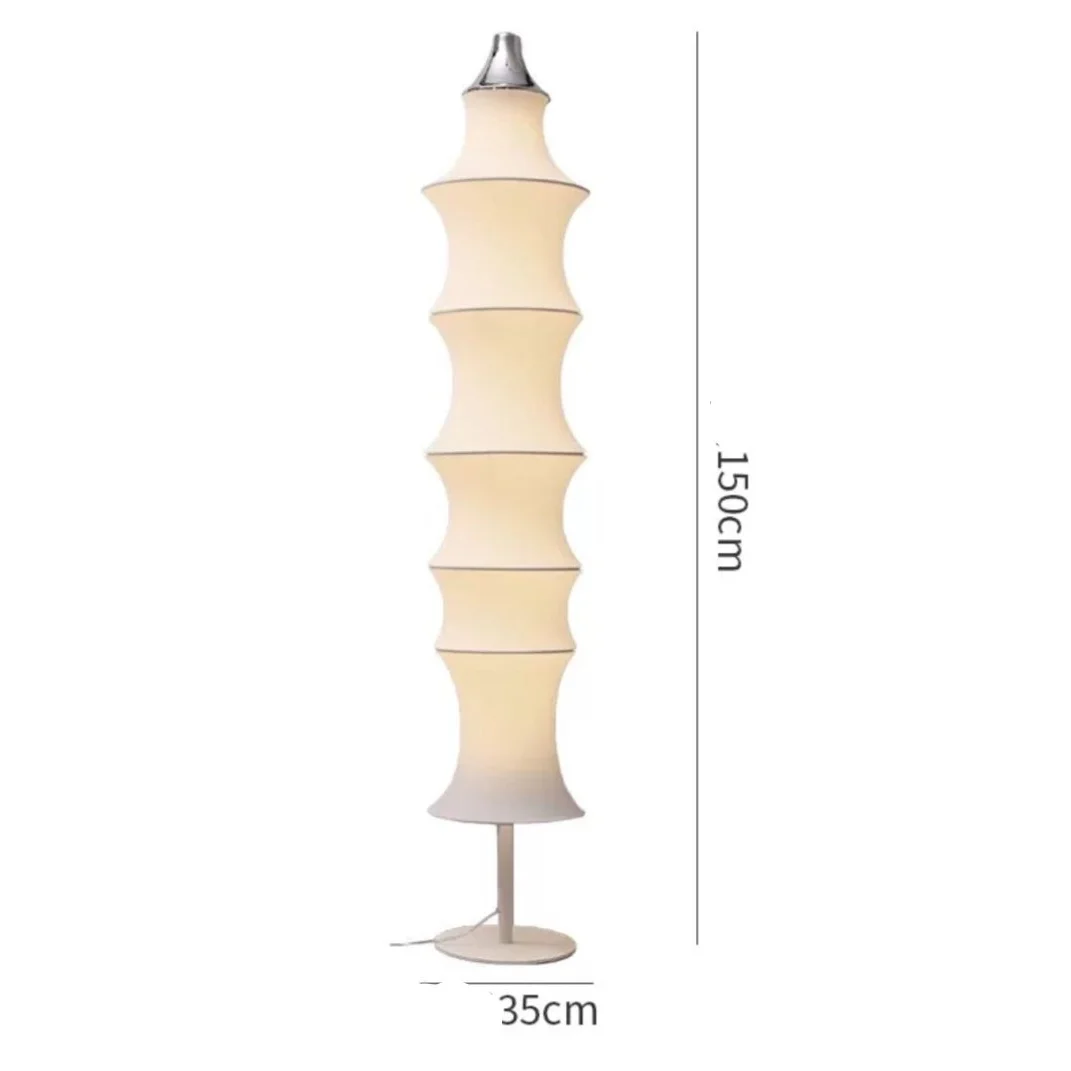 Modern Minimalism Floor Lamp in Fabric and Iron for Living Room or Bedroom