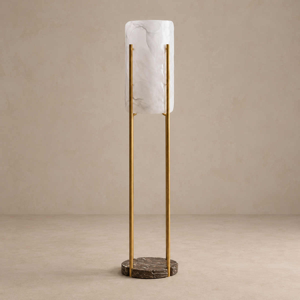 LAMPADA DA TERRA MINIMALISTA IN MARMO E OTTONE