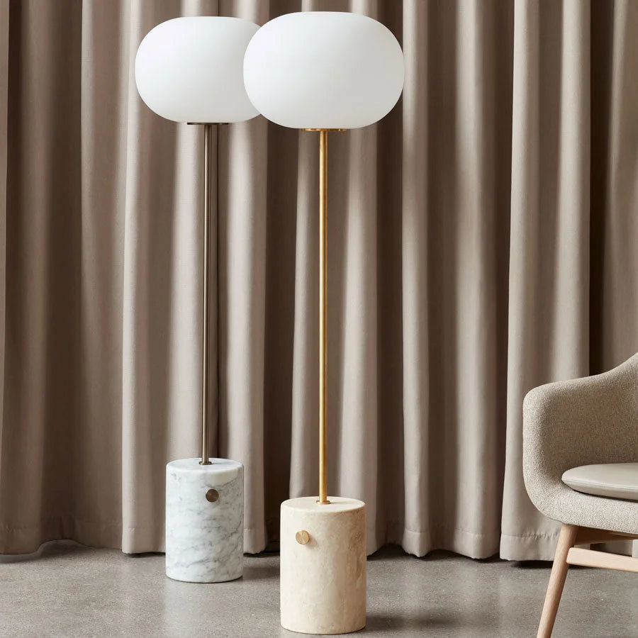Torchiere Floor Lamps Minimalist Marble and Copper Finish