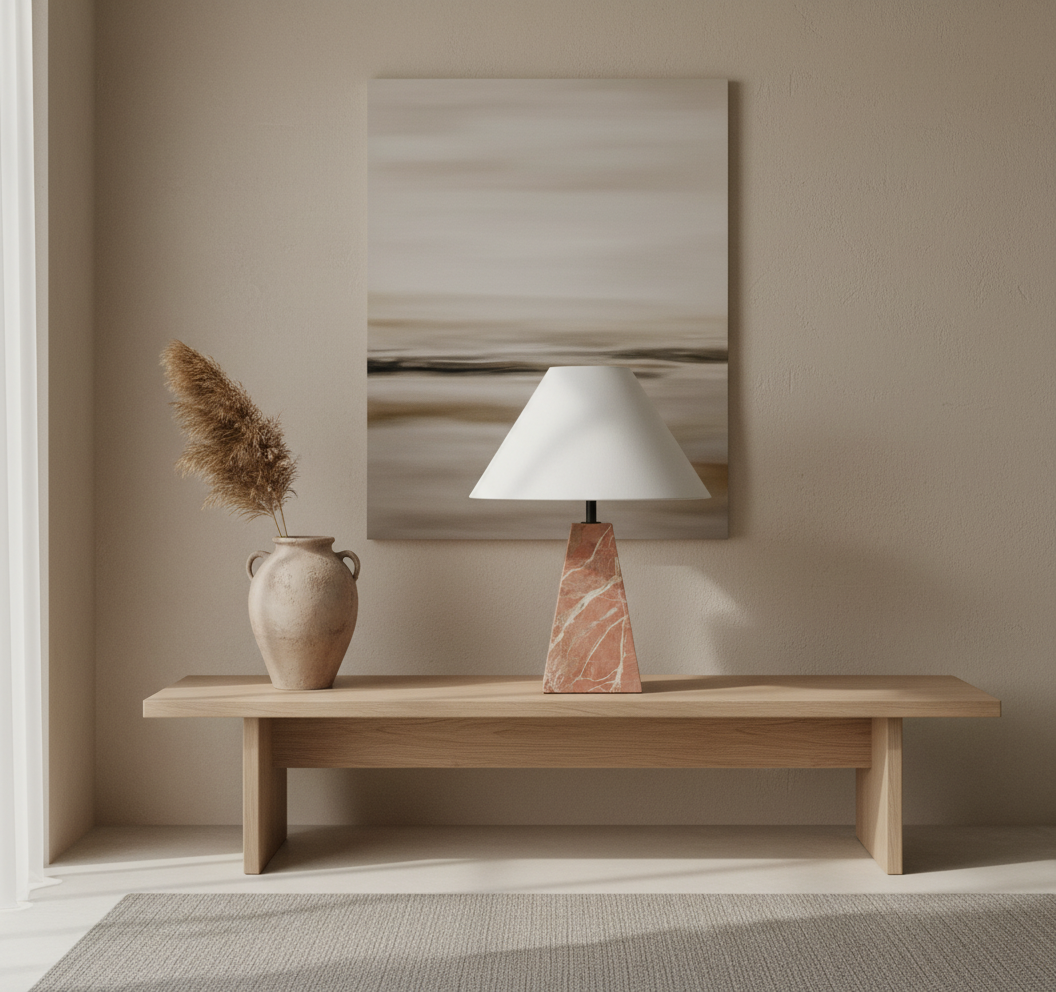 Minimalist Marble Table Lamp | Wabi-sabi Lamps for Bedroom Living Room Console