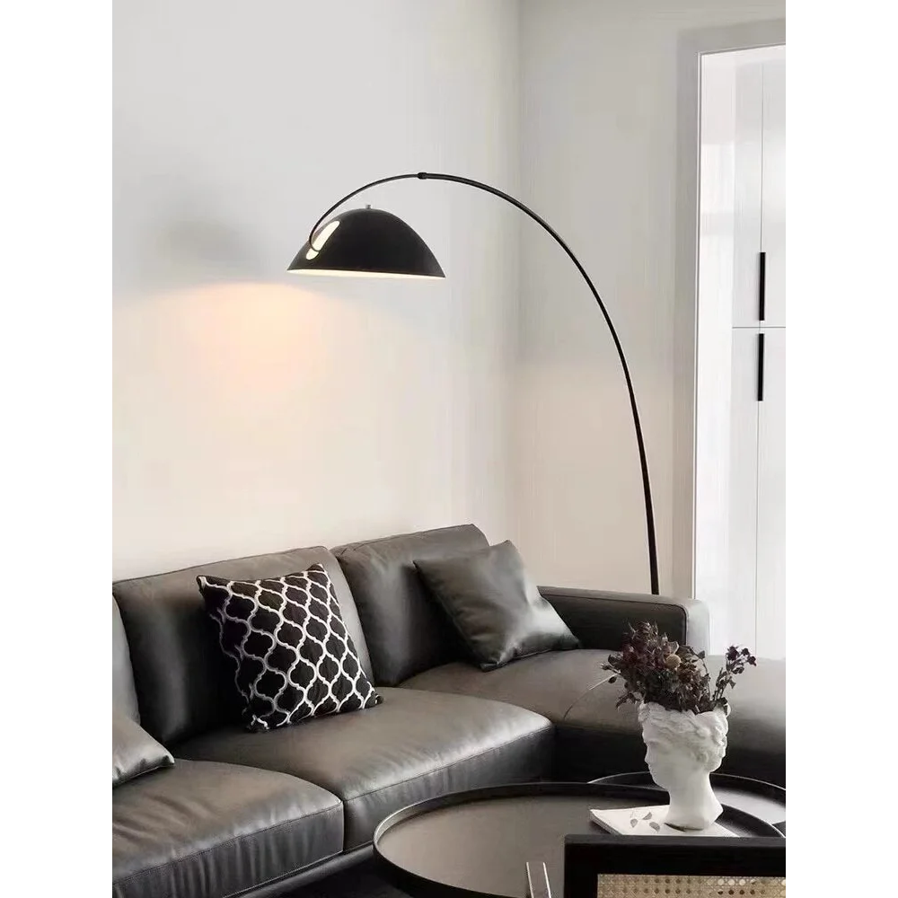 Minimalist Metal Black Arc Floor Lamp Sleek Design | Polished Chrome Finish