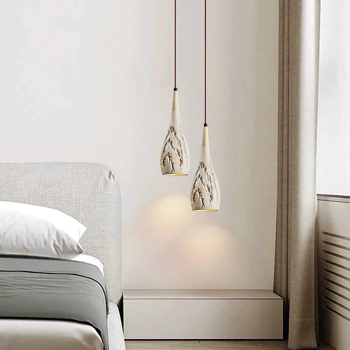 Minimalist Resin Pendant Light 33cm | Slim Organic Hanging Lamp Bedside Kitchen Island & Dining Casalolalights Luxury