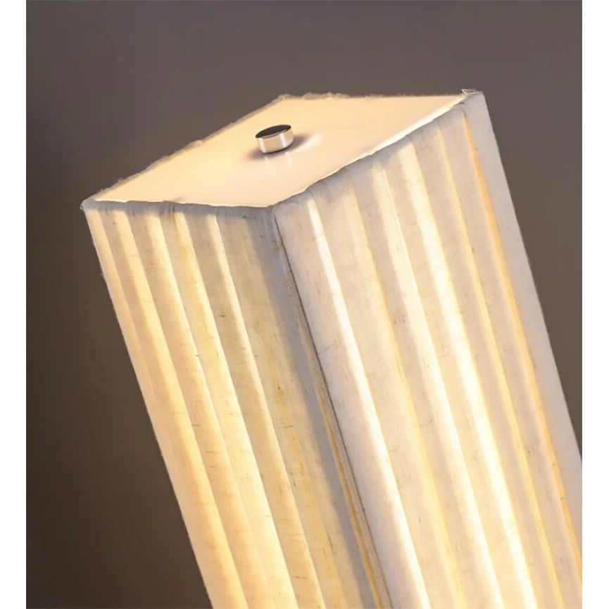 Minimalist Floor Lamp Walnut Wood Base White Cloth Corner for Bedroom Living Room