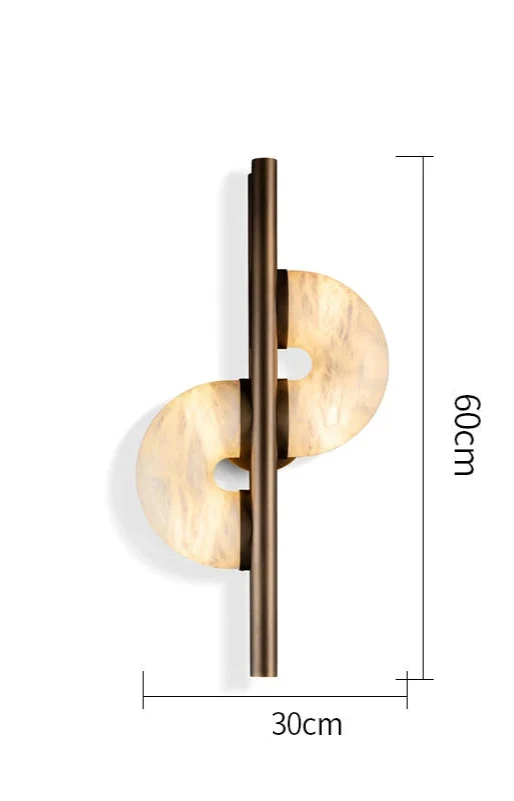 Alabaster Disc Wall Sconce | Tall Stone & Copper Statement 60cm Modern Art Deco Living Room Casalolalights Luxury Lamps