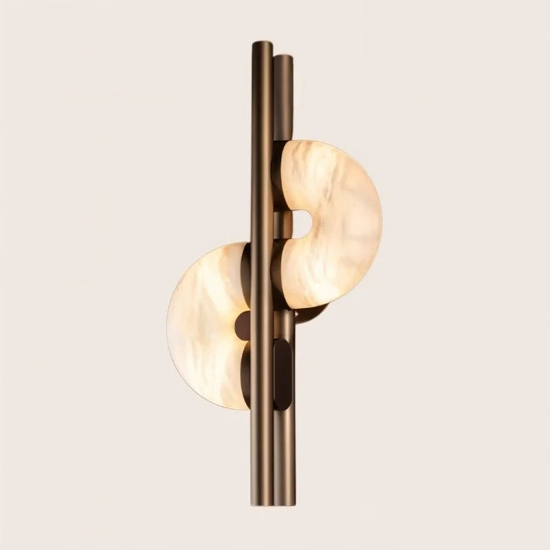 Modern Alabaster Wall Sconce – Brass Frame for Bedroom & Living Room