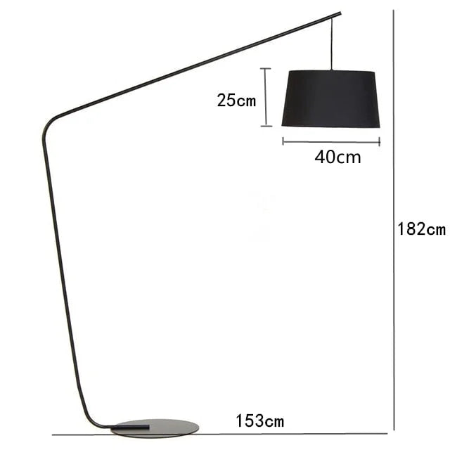 Black Floor Lamp Modern Minimalist with Fabric Shade | Led Lighting | Iron + Material