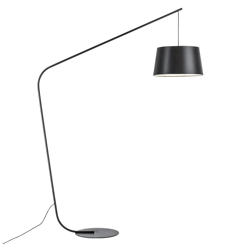 Black Floor Lamp Modern Minimalist with Fabric Shade | Led Lighting | Iron + Material