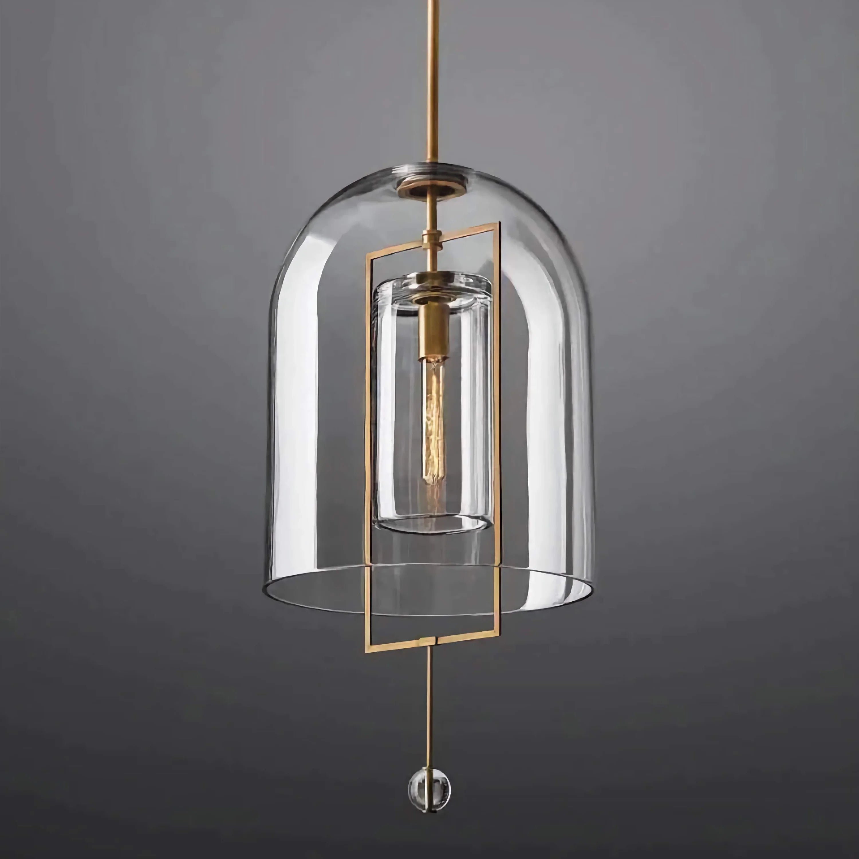 Modern Glass Pendant Light with Copper Accents – Black Ceiling Fixture for Kitchen Island or Entryway