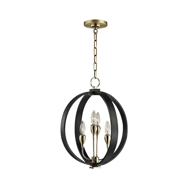 Modern Orb Candelabra Chandelier with Brass and Iron – Statement Lighting for Dining Room or Entryway