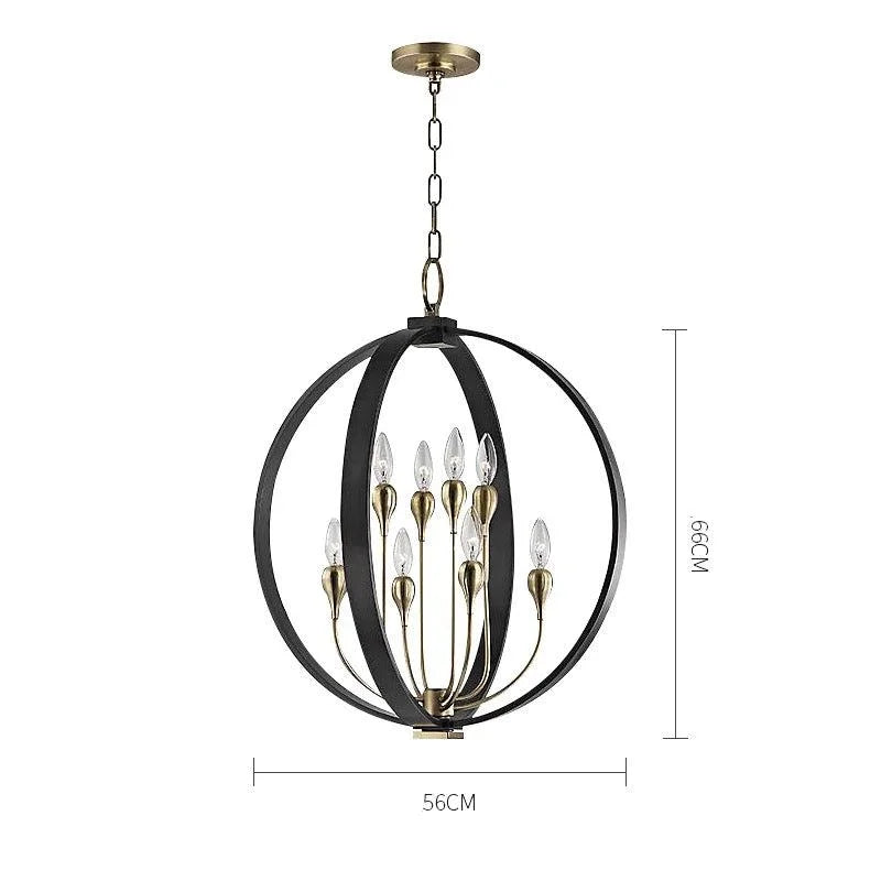 Modern Orb Candelabra Chandelier with Brass and Iron – Statement Lighting for Dining Room or Entryway