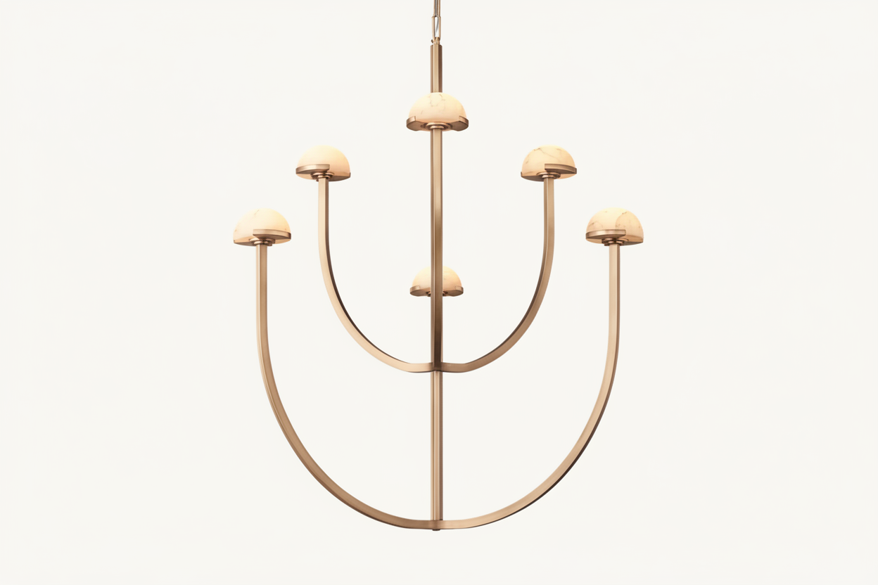 モダンブラック段付き銅と大理石のシャンデリア | CL0245Q